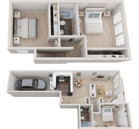 Floor plan for 3 beds, 2 baths, 1446 sqft